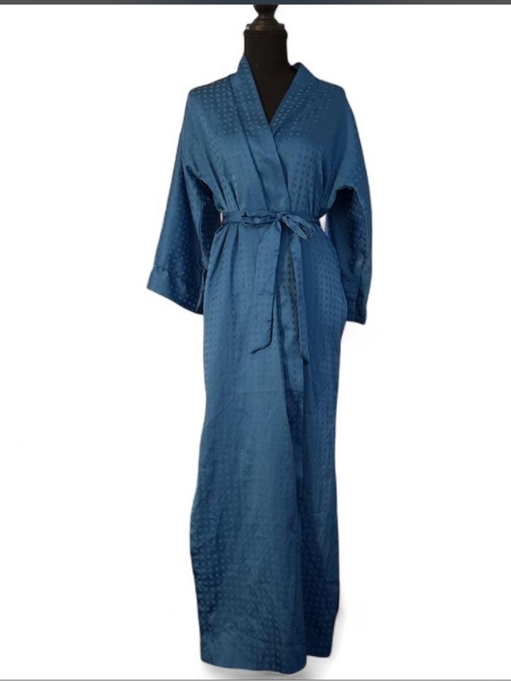 Dior Blue Satin Long Kimono Robe